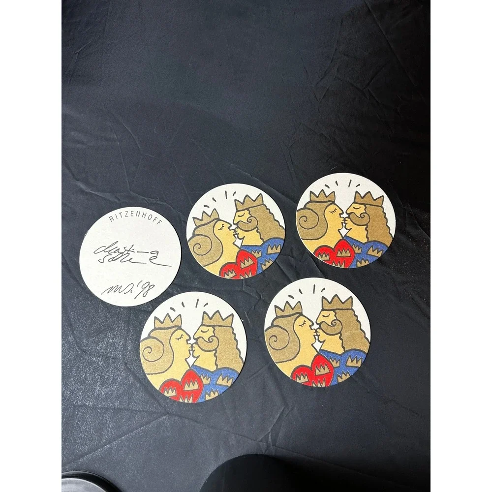 NEW Ritzenhoff Martina Schlenke 1999 Beer Glass Tube and 5 Coasters Set 23243